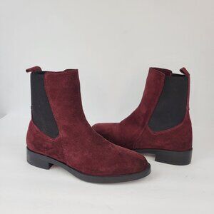 Emanuele E. Crasto Suede Chelsea Boots Burgundy Leather Upper Size 37